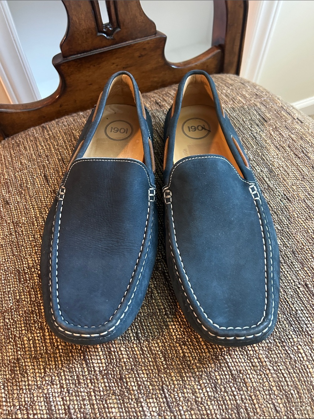 1901 Men's Dark Blue Suede Slip-On Loafers